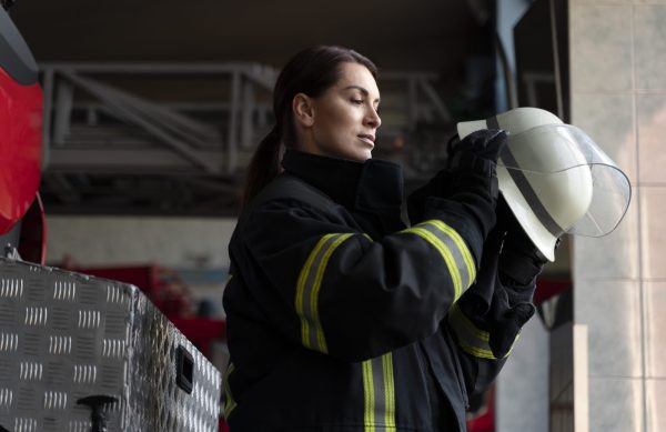 female-firefighter-putting-safety-helmet